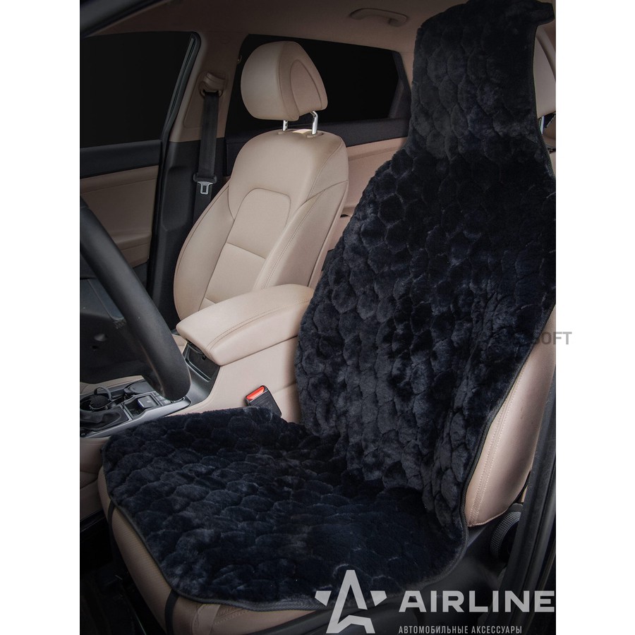 Накидка на сиденье "AIRLINE" искусственный мех черный (на перед. сиденье, короткий ворс) (1 шт.) - AIRLINE None None